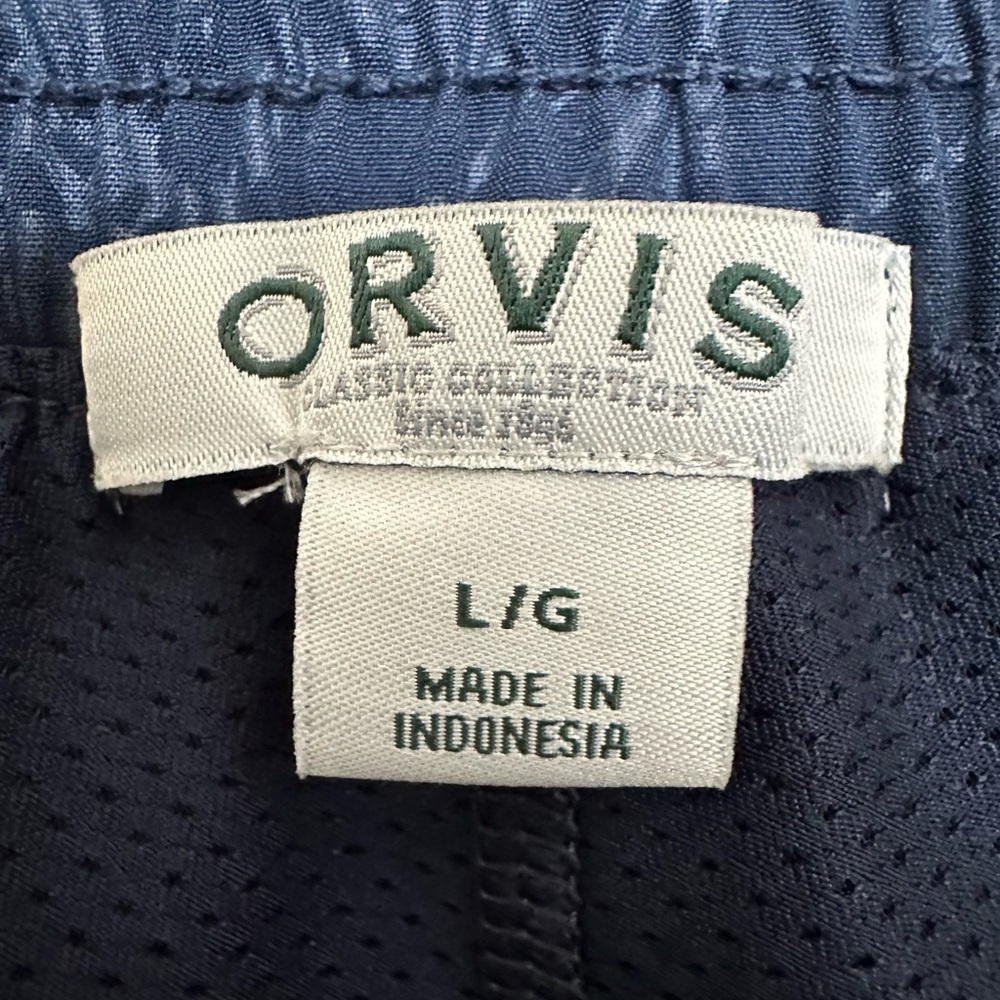 Orvis Travel Skort Blue Embossed Print Pull On Built In Short Zip Pockets Size L - Picture 9 of 13